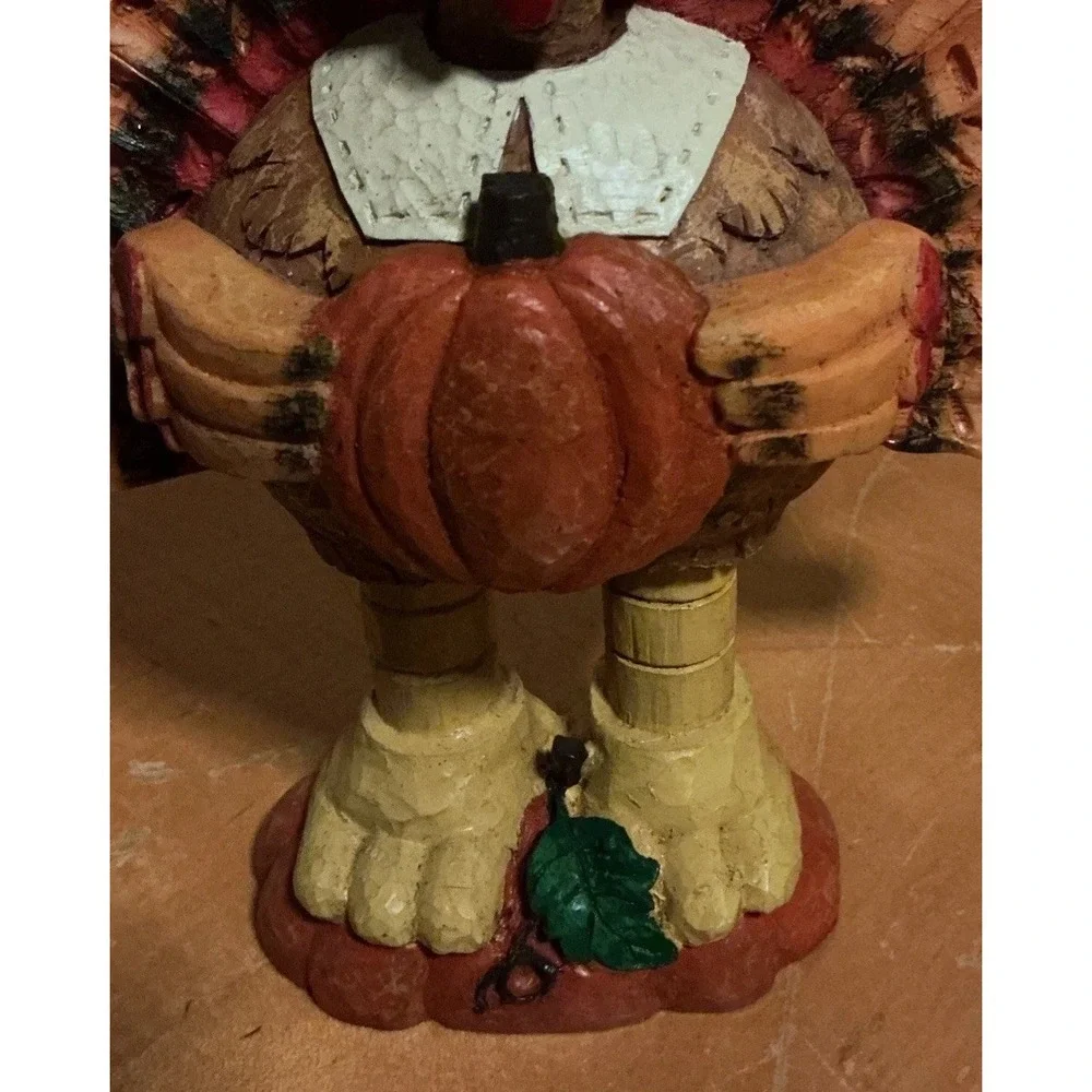 Thanksgiving Turkey Holding A Pumpkin Resin Statue Figure 7.5